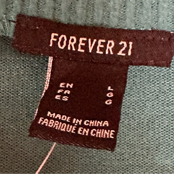 FOREVER 21 Teal Sweater-knit collared crop top NWT - Picture 3 of 3